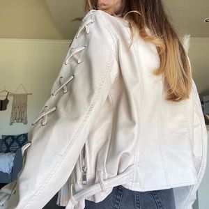 Off white Leather Detailed Jacket